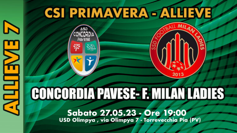 ALLIEVE 7: Concordia Pavese – F. Milan Ladies